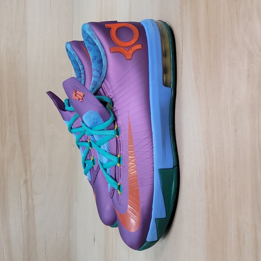 Nike KD VI "6" Rugrats Special Edition Purple Orange Youth Sneakers 599477-500 - Picture 5 of 9